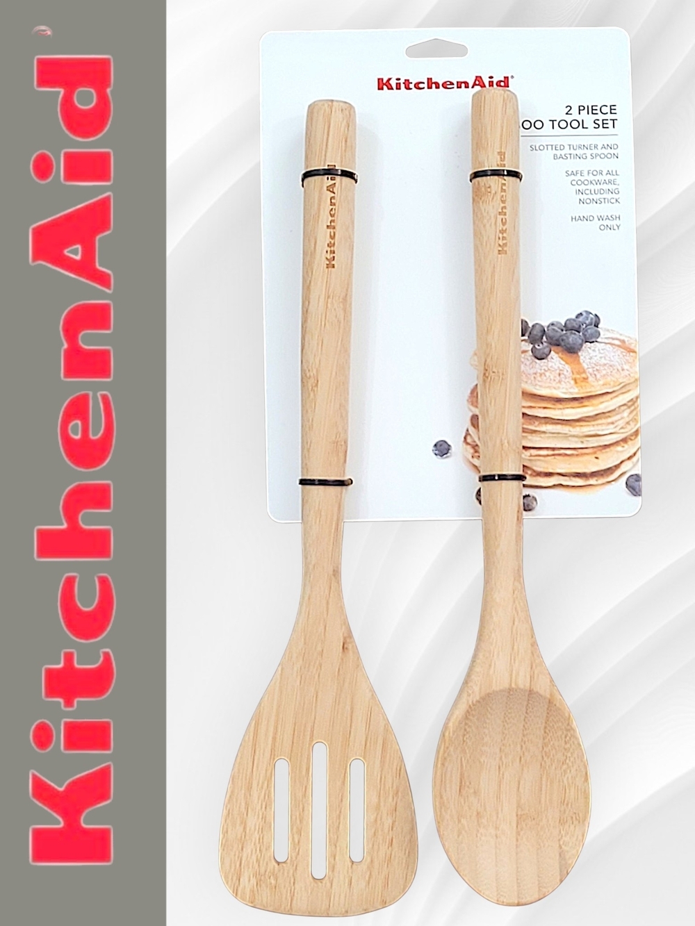 KitchenAid Natural 2 Piece Bamboo Spoon and Slotted Turner Set - Tool Set